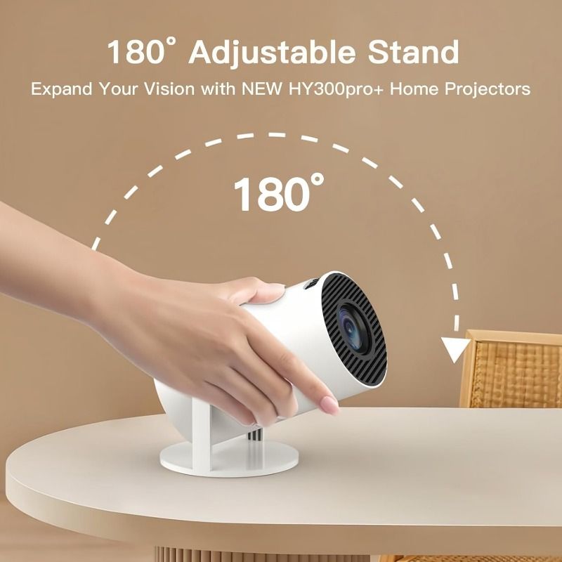 Mini Projector for Bedroom Portable with WiFi 6 and Bluetooth 5.4 Built-in Apps Android 14 OS,1080P 4K Support Auto Keystone Ceiling Projector 180° Rotatable Upgraded 300Pro+ OptiBarrel 500