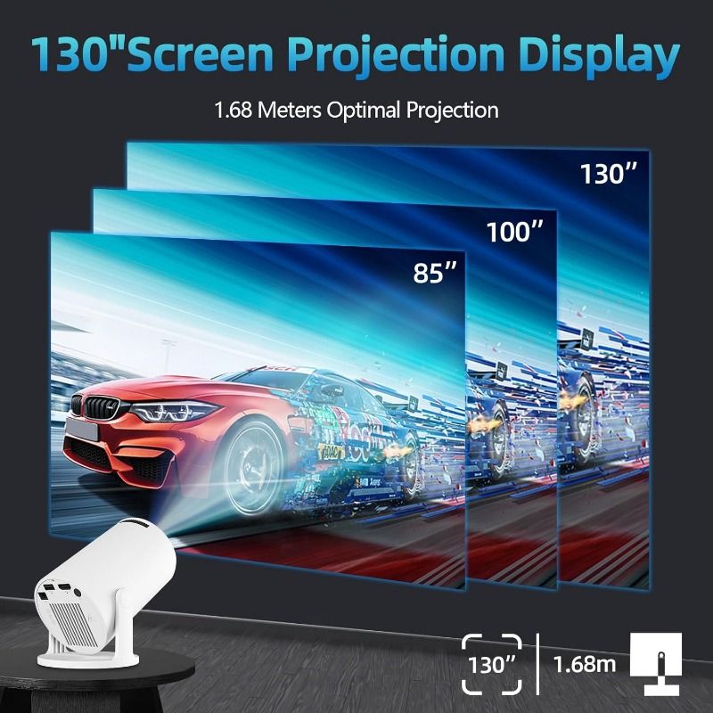 Mini Projector 2025 Upgraded WiFi 6 and BT 5.4 Support 4K 1080P Auto Keystone 180° Rotatable Projector for Bedroome Compatible with Laptop PC Smartphone