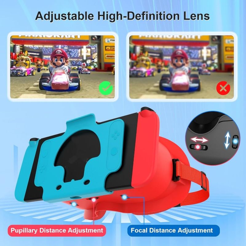 Upgraded 3D Virtual Reality VR Headset for Nintendo Switch & Switch OLED Model, VR Glasses with Adjustable Lens for abo VR Kit Switch Accessories