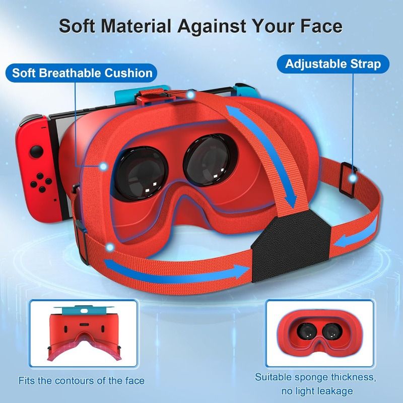 Upgraded 3D Virtual Reality VR Headset for Nintendo Switch & Switch OLED Model, VR Glasses with Adjustable Lens for abo VR Kit Switch Accessories