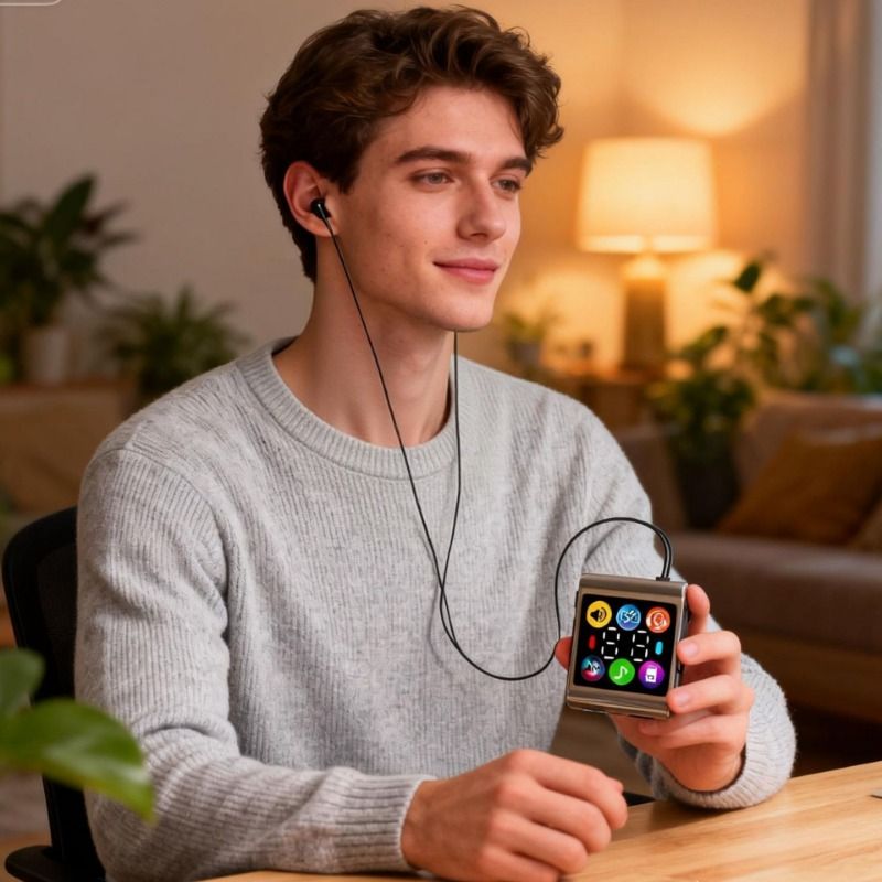 Neckband Bluetooth Headphones with Color Screen, Voice Control AI Assistant, TF Card Supported Wireless Sports Earphones, Long Battery Life Noise Cancelling Headset