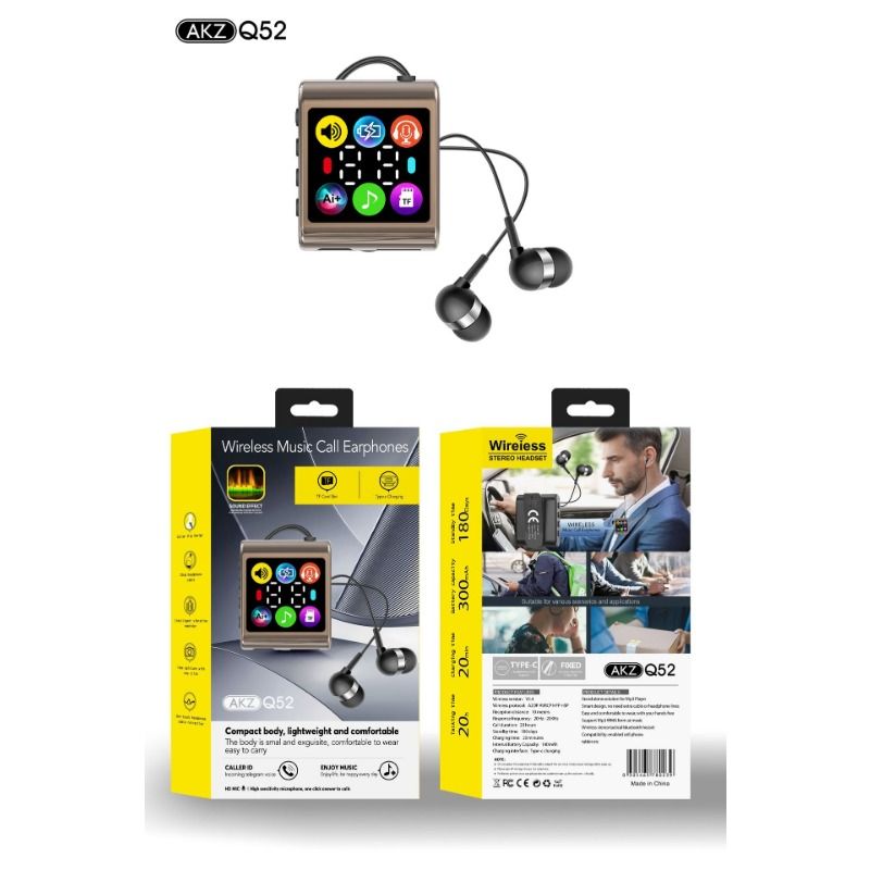 Neckband Bluetooth Headphones with Color Screen, Voice Control AI Assistant, TF Card Supported Wireless Sports Earphones, Long Battery Life Noise Cancelling Headset