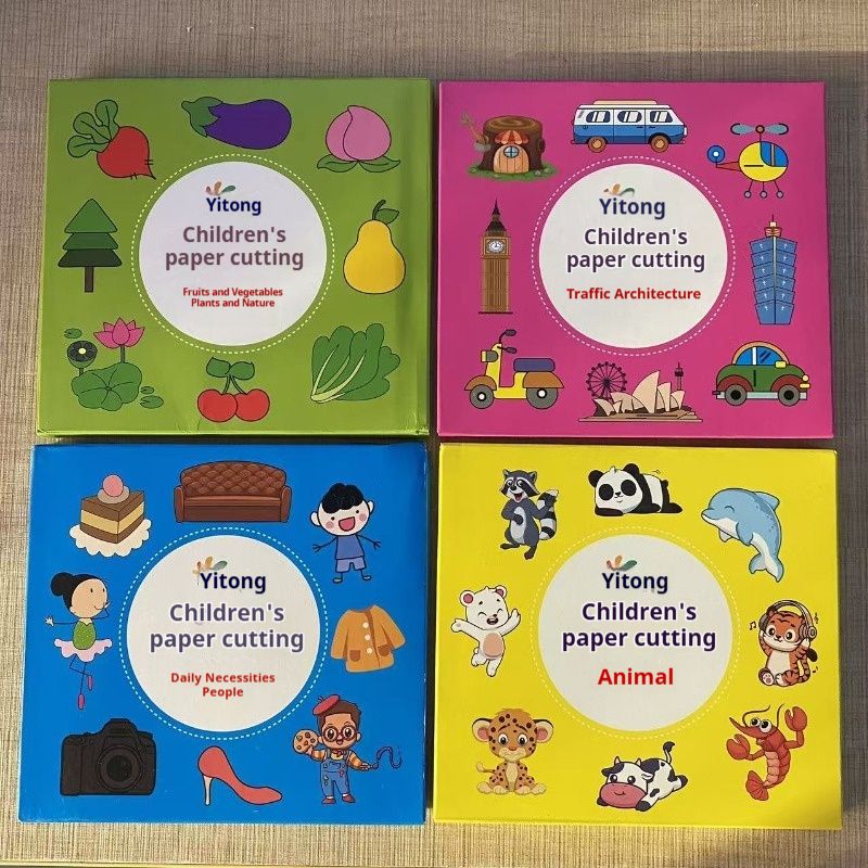 Kids' Paper Cuttings Handcraft Book for Kindergarten Babies: Fun Cartoon Origami Book and 3D Toy Set for 2-6 Year Olds