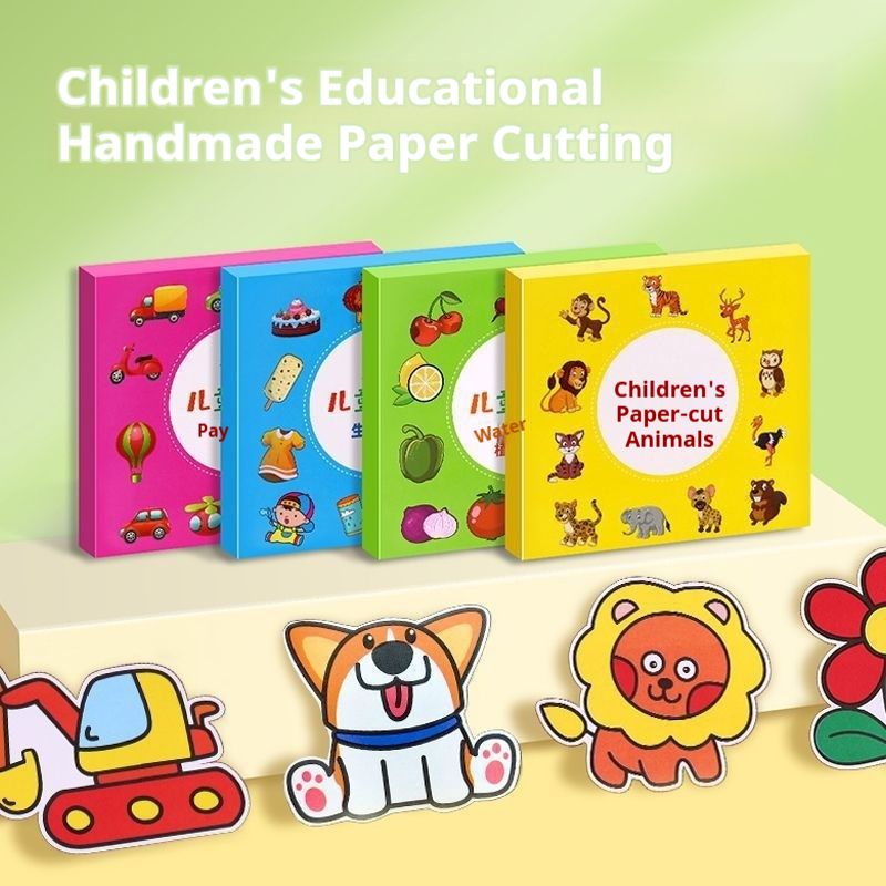 Kids' Paper Cuttings Handcraft Book for Kindergarten Babies: Fun Cartoon Origami Book and 3D Toy Set for 2-6 Year Olds