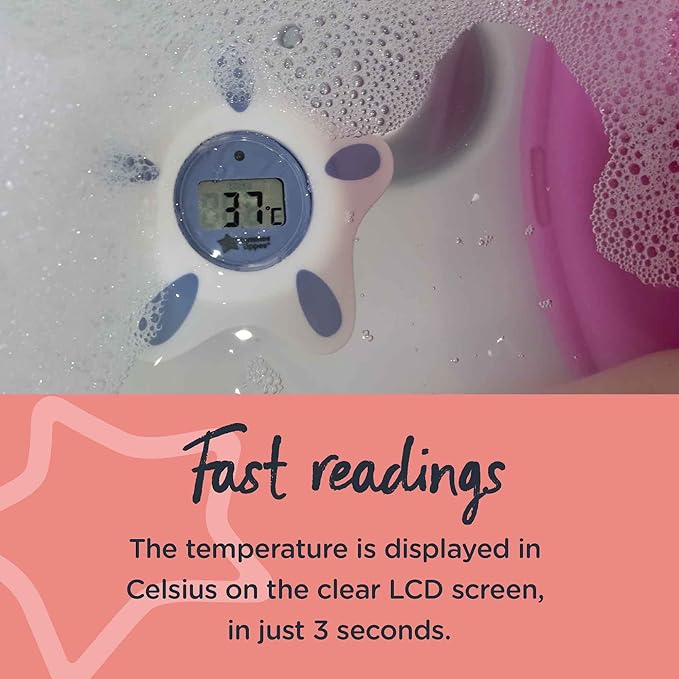 Tommee Tippee InBath Digital Thermometer, Suitable for Bathing and their Nursery, Waterproof and Floats in Water, Easy to Read LCD Display