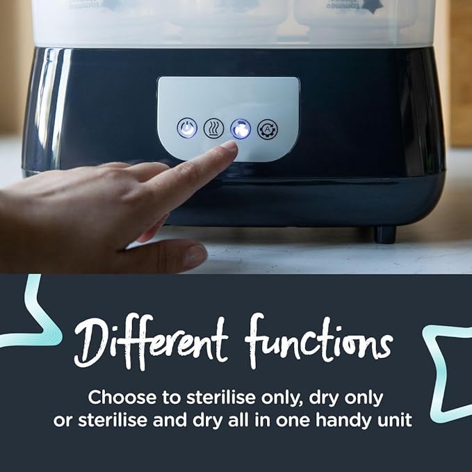 Tommee Tippee Advanced Steri-Dry Electric Steriliser and Dryer for Baby Bottles and Accessories, Kills Viruses* and 99.9% of Bacteria, Black