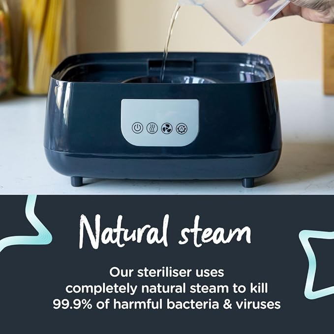 Tommee Tippee Advanced Steri-Dry Electric Steriliser and Dryer for Baby Bottles and Accessories, Kills Viruses* and 99.9% of Bacteria, Black