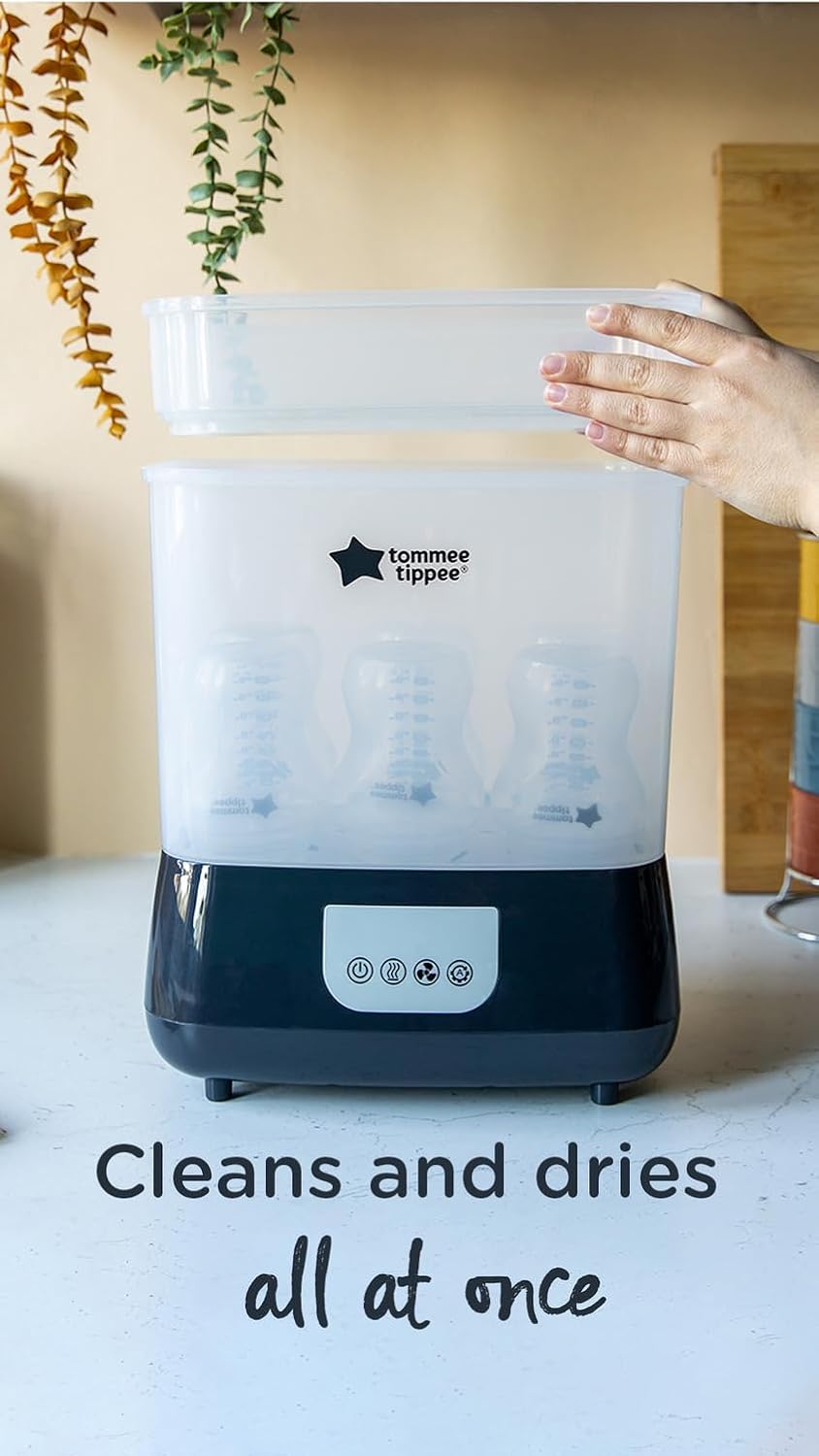 Tommee Tippee Advanced Steri-Dry Electric Steriliser and Dryer for Baby Bottles and Accessories, Kills Viruses* and 99.9% of Bacteria, Black