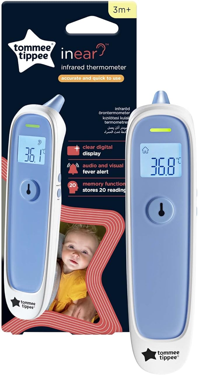 Tommee Tippee InEar Digital Thermometer, Suitable for 3m+, Essentials for Newborn Baby, 1 Second Instant Readings in Choice of ˚C or ˚F