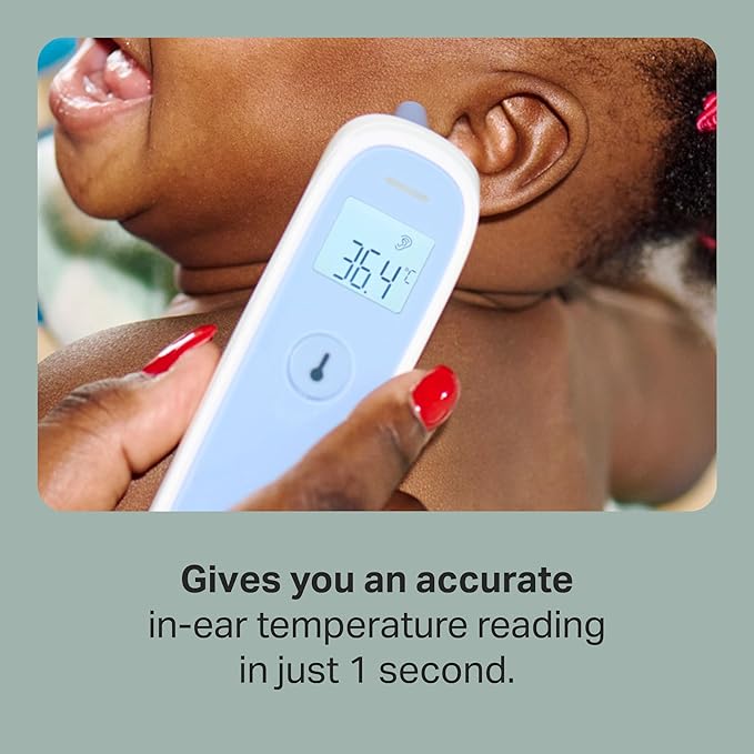 Tommee Tippee InEar Digital Thermometer, Suitable for 3m+, Essentials for Newborn Baby, 1 Second Instant Readings in Choice of ˚C or ˚F