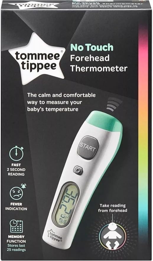 Tommee Tippee No Touch Forehead Thermometer  Fast Infrared Baby Thermometer, 1‑Second Reading, Fever Alert, LCD Display