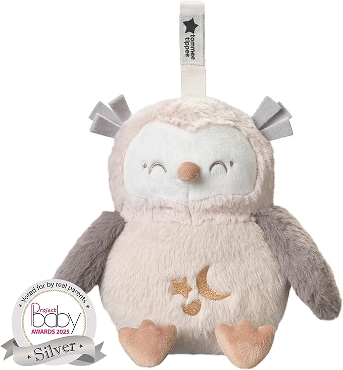 Tommee Tippee Ollie Owl Deluxe Baby and Toddler Sound and Light Sleep Aid, Automatic Cry Sensor Soothes with 3 Natural Sounds and 3 Lullabies, Adjustable Volume, Soft Plush Fabric, USB Rechargeable