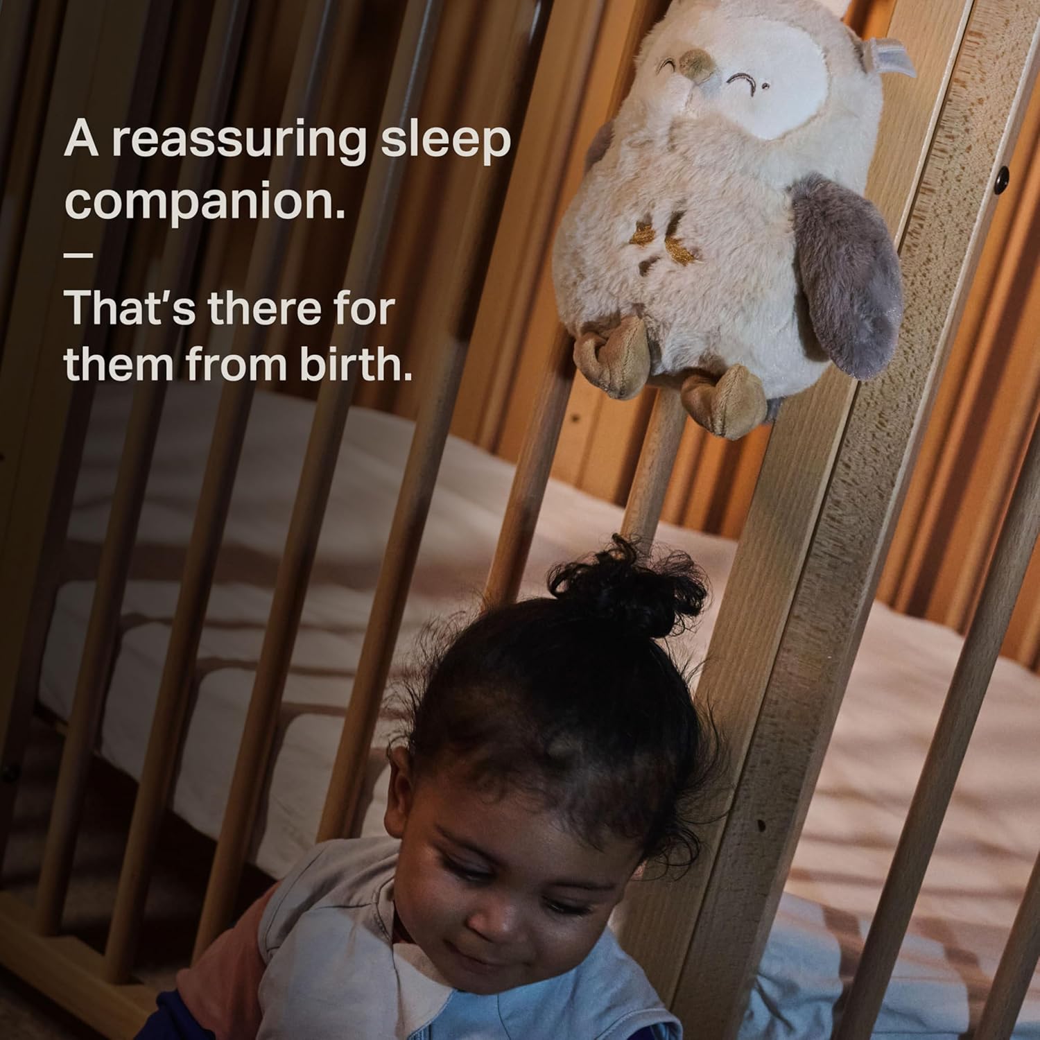 Tommee Tippee Ollie Owl Deluxe Baby and Toddler Sound and Light Sleep Aid, Automatic Cry Sensor Soothes with 3 Natural Sounds and 3 Lullabies, Adjustable Volume, Soft Plush Fabric, USB Rechargeable