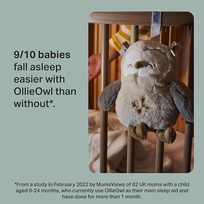 Tommee Tippee Ollie Owl Deluxe Baby and Toddler Sound and Light Sleep Aid, Automatic Cry Sensor Soothes with 3 Natural Sounds and 3 Lullabies, Adjustable Volume, Soft Plush Fabric, USB Rechargeable