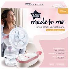 Tommee Tippee Made for Me Single Electric Breast Pump, Portable, Quiet, Massaging Silicone Cup, 5 Massage and 9 Express Modes, USP Rechargeable, 150ml Baby Bottle Included