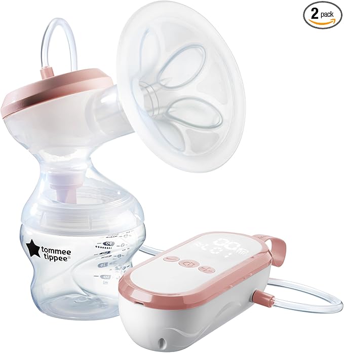 Tommee Tippee Made for Me Single Electric Breast Pump, Portable, Quiet, Massaging Silicone Cup, 5 Massage and 9 Express Modes, USP Rechargeable, 150ml Baby Bottle Included