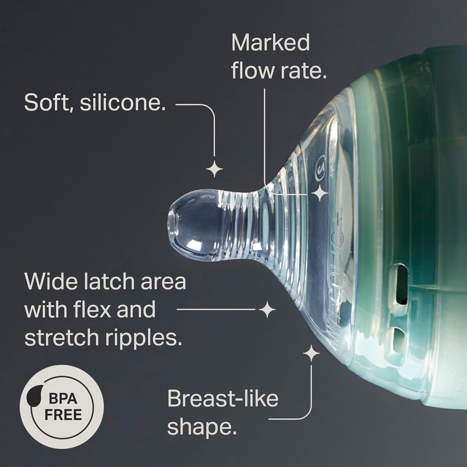 Tommee Tippee Advanced Anti-Colic Baby Bottle Teats, Medium Flow for 3m+, Pack of 2 Breast-Like Teats for a Natural Latch, BPA Free Soft Silicone