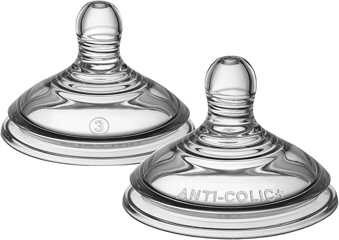 Tommee Tippee Advanced Anti-Colic Baby Bottle Teats, Fast Flow for 6m+, Pack of 2 Breast-Like Teats for a Natural Latch, BPA Free Soft Silicone