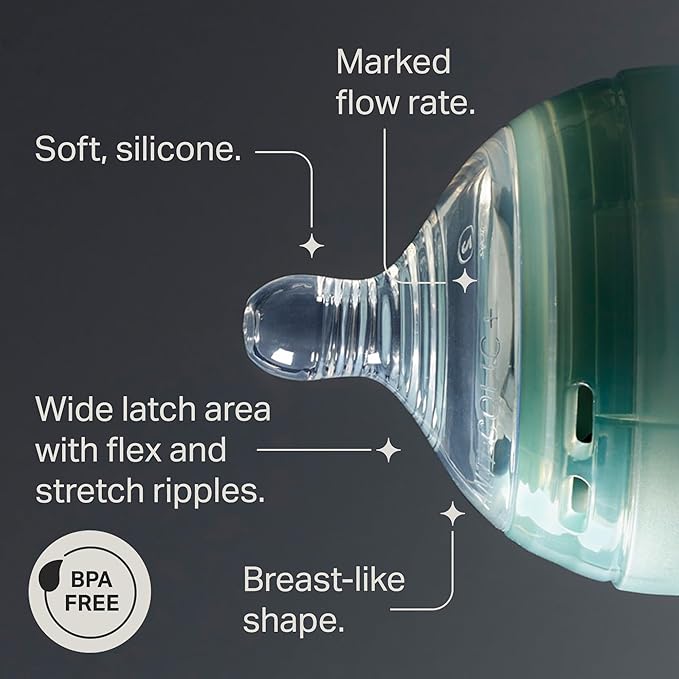 Tommee Tippee Advanced Anti-Colic Baby Bottle Teats, Fast Flow for 6m+, Pack of 2 Breast-Like Teats for a Natural Latch, BPA Free Soft Silicone
