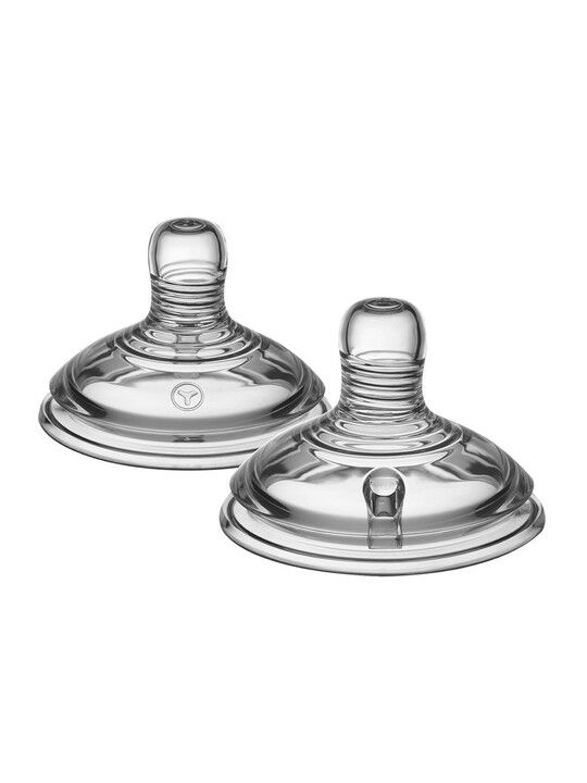 Tommee Tippee Natural Start Baby Bottle Teats, thick Flow, Pack of 2 Breast-Like Teats for a Natural Latch, with Anti-Colic Valve and BPA Free Soft Silicone