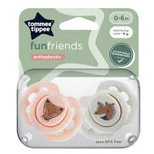 Tommee Tippee Fun Soother, 18-36 Months, 2 Pack, BPA Free, Reusable steriliser pod, Assorted Colours