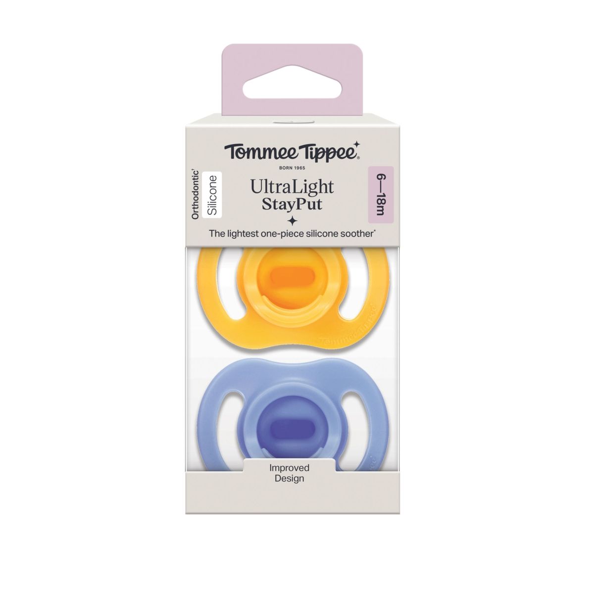 Tommee Tippee Ultra‑Light Silicone Soothers, 2 Pack (0–6m & 6–18m), Extra Comfort, Lightweight Design