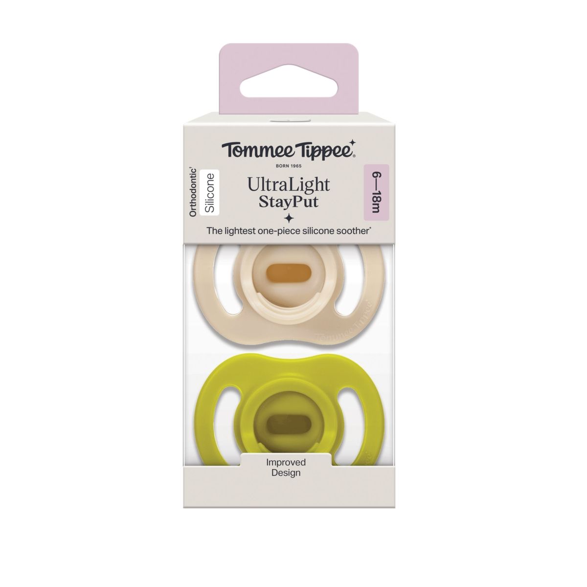 Tommee Tippee Ultra‑Light Silicone Soothers, 2 Pack (0–6m & 6–18m), Extra Comfort, Lightweight Design