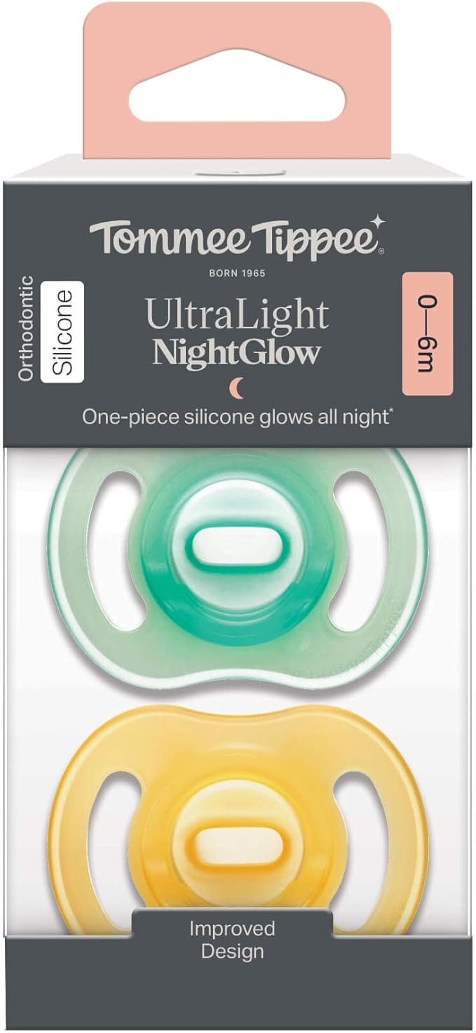 Tommee Tippee Ultra‑Light Silicone Soothers, 2 Pack (0–6m & 6–18m), Extra Comfort, Lightweight Design