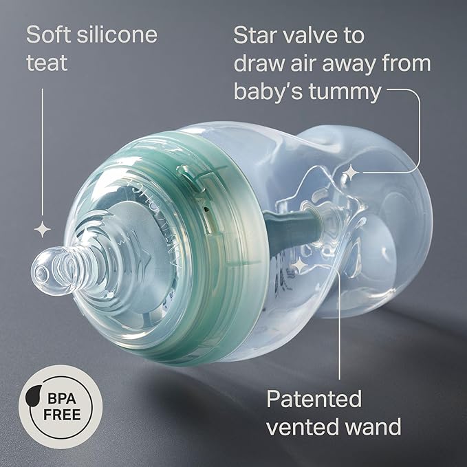 Tommee Tippee Baby Bottles, Natural Start Anti-Colic Baby Bottle with Slow Flow Breast-Like Teat, 260ml, 0m+, Self-Sterilising, Baby Feeding Essentials, Pack of 2