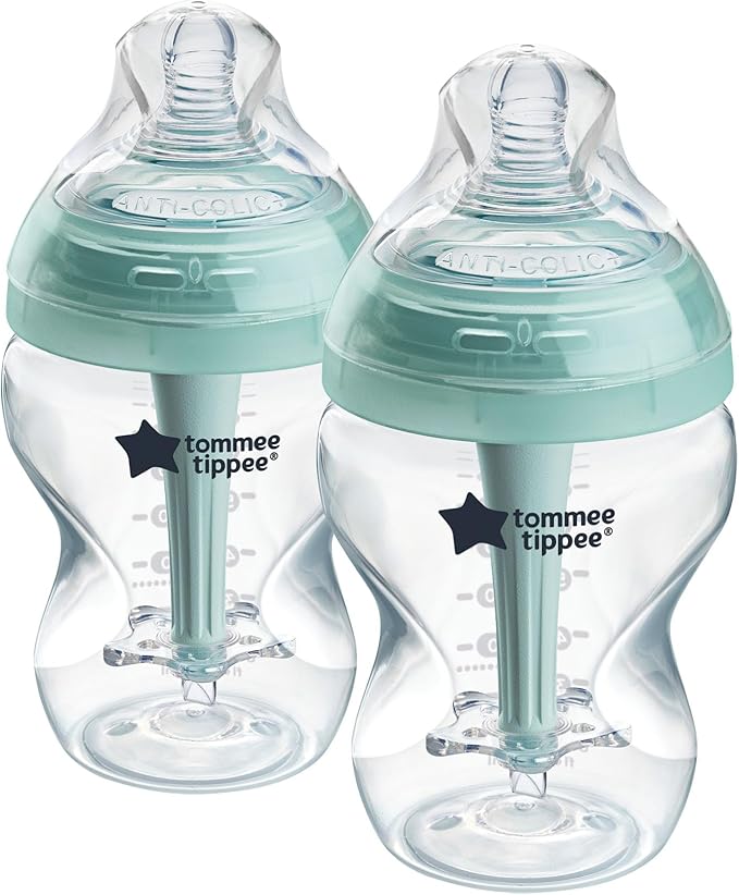 Tommee Tippee Baby Bottles, Natural Start Anti-Colic Baby Bottle with Slow Flow Breast-Like Teat, 260ml, 0m+, Self-Sterilising, Baby Feeding Essentials, Pack of 2