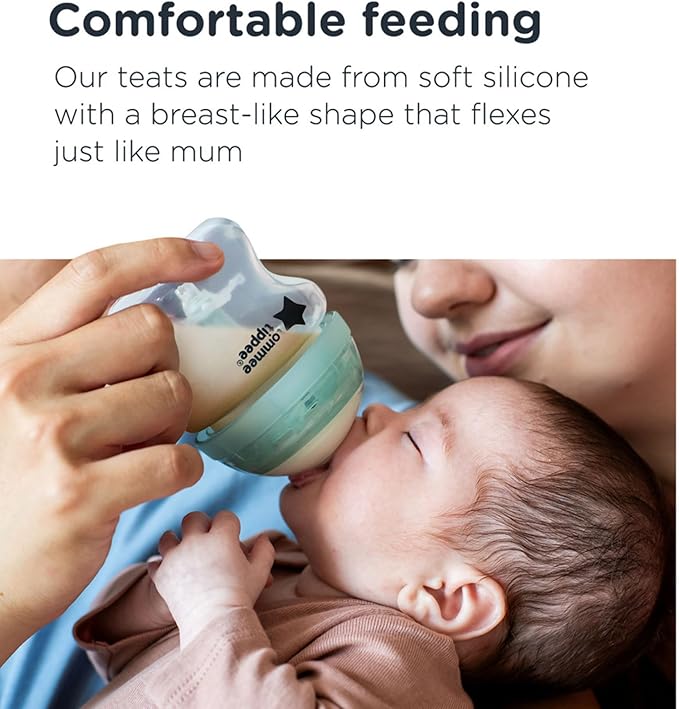 Tommee Tippee Baby Bottles, Advanced Anti-Colic Baby Bottle with Slow Flow Breast-Like Teat, 150ml, 0m+, Self-Sterilising, Baby Feeding Essentials, Pack of 3