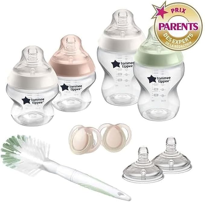 Tommee Tippee Natural Start Newborn Starter Set, 150ml and 260ml Anti-Colic Baby Bottles with Slow Teat Included, Slow & Medium-Flow Breast-Like Teats for a Natural Latch, Self-Sterilising