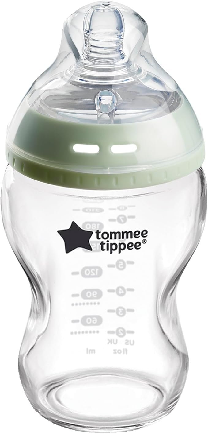 Tommee Tippee Baby Bottles, Natural Start Glass Anti-Colic Baby Bottle with Slow Flow Breast-Like Teat, 150ml, 0m+, Self-Sterilising, Baby Feeding Essentials, Pack of 1