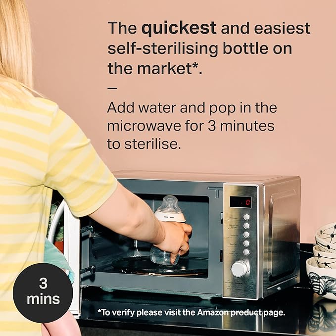 Tommee Tippee Baby Bottles, Natural Start Glass Anti-Colic Baby Bottle with Slow Flow Breast-Like Teat, 150ml, 0m+, Self-Sterilising, Baby Feeding Essentials, Pack of 1