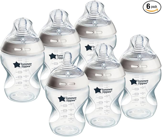 Tommee Tippee Natural Start Baby Bottles for 0m+, Pack of 6 260ml Baby Bottles, with Slow Flow Breast-Like Teat for a Natural Latch, Self-Sterilising and BPA Free, Baby Feeding Essentials, Pond