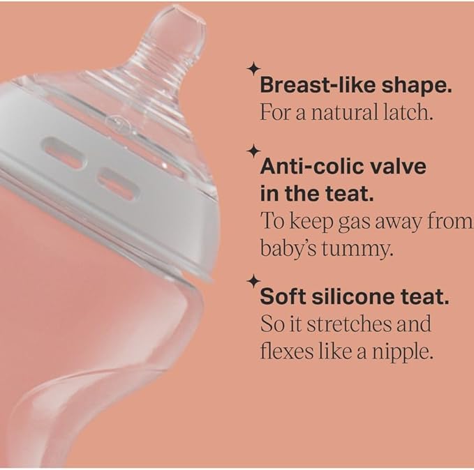 Tommee Tippee Baby Bottles, Natural Start Anti-Colic Baby Bottle with Slow Flow Breast-Like Teat, 260ml, 0m+, Self-Sterilising, Baby Feeding Essentials, Pink & Blue, Pack of 2