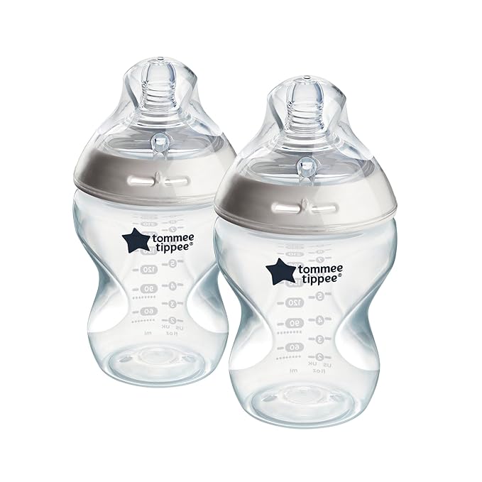 Tommee Tippee Baby Bottles, Natural Start Anti-Colic Baby Bottle with Slow Flow Breast-Like Teat, 260ml, 0m+, Self-Sterilising, Baby Feeding Essentials, Pink & Blue, Pack of 2