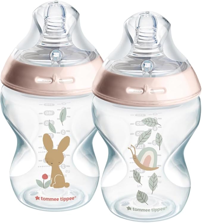 Tommee Tippee Baby Bottles, Natural Start Anti-Colic Baby Bottle with Slow Flow Breast-Like Teat, 260ml, 0m+, Self-Sterilising, Baby Feeding Essentials, Pink & Blue, Pack of 2