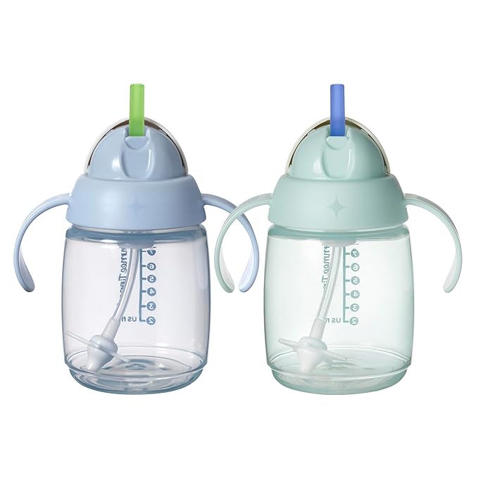 Tommee Tippee Starter Weighted Straw Baby & Toddler 10oz Sippy Cup for 6 Months+, with Silicone Weighted Straw and Easy-Hold Handles, BPA Free