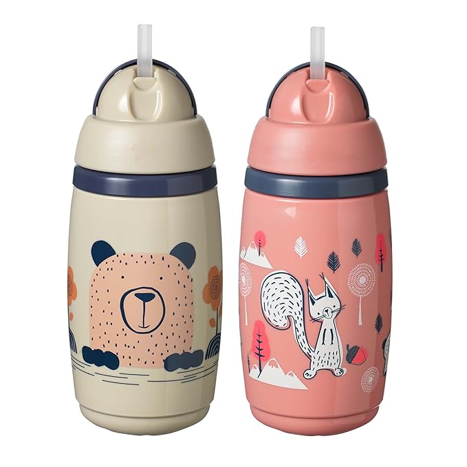 Tommee Tippee Insulated Straw Bottle, 9oz, Spill Proof Toddler Water Bottle For 12 Months+, Flip Lid Helps Keep Straw Clean, Pack of 1