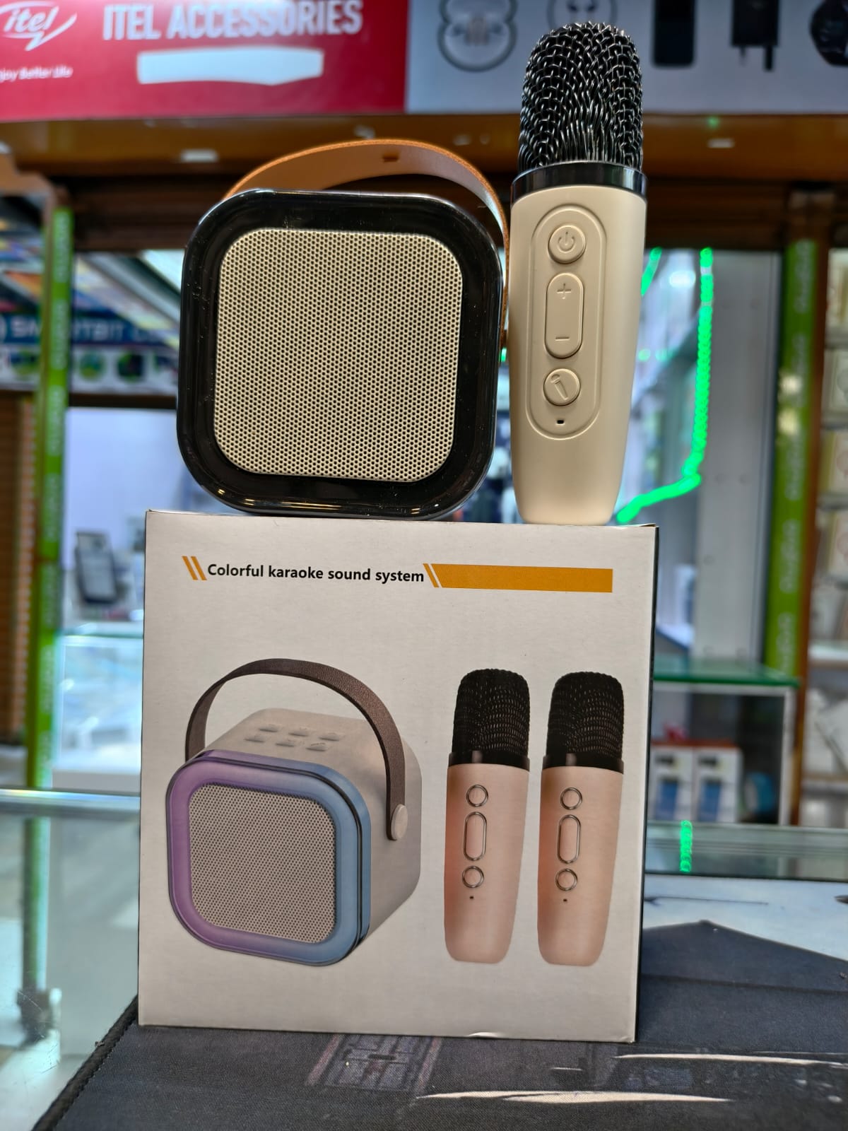 Colorful Karaoke Sound System – Party-Ready LED Speaker with Dual Mics & Bluetooth