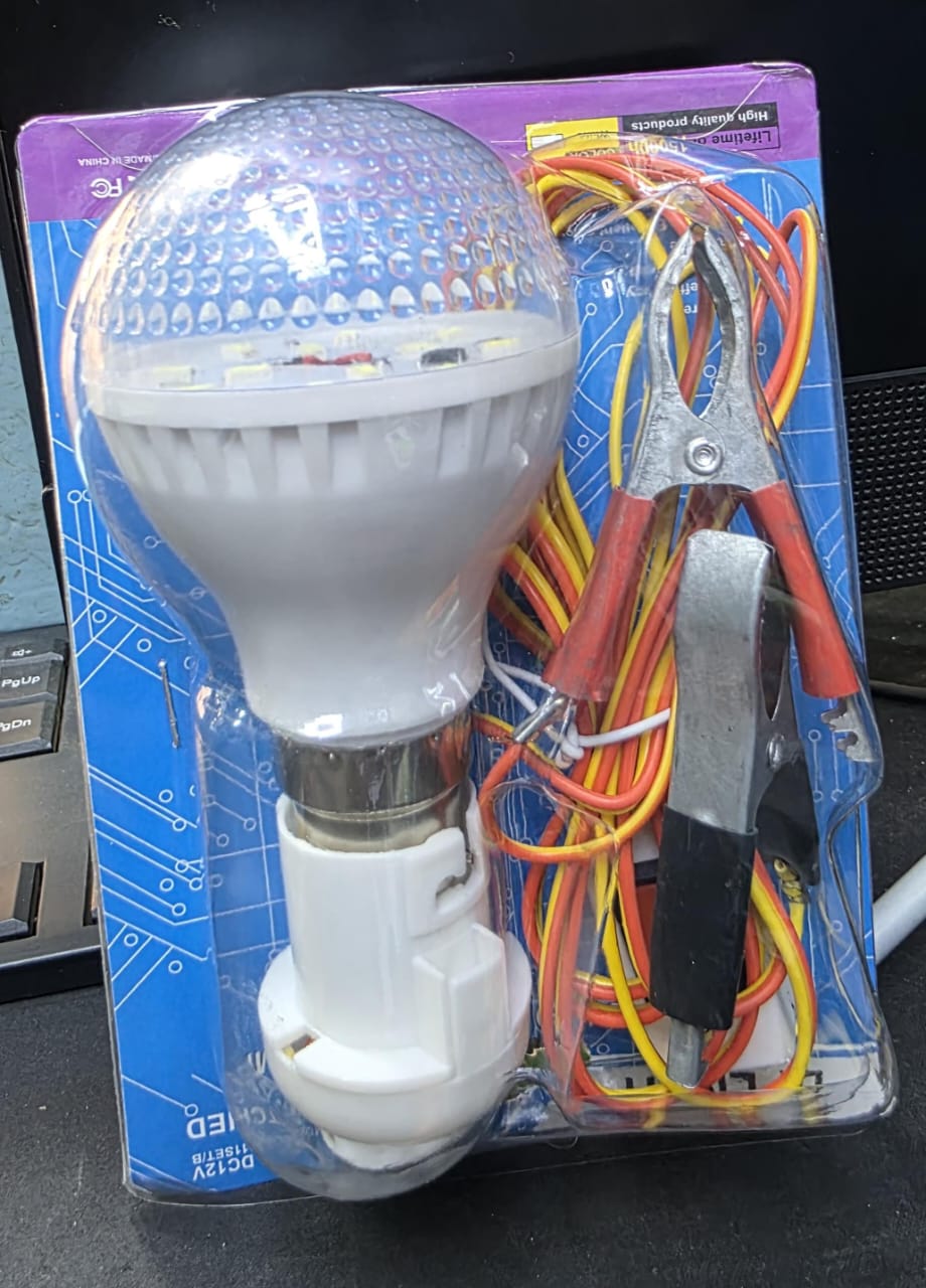 DC Bulb with Clips – Portable 12V LED Light for Car, Boat, and Camping