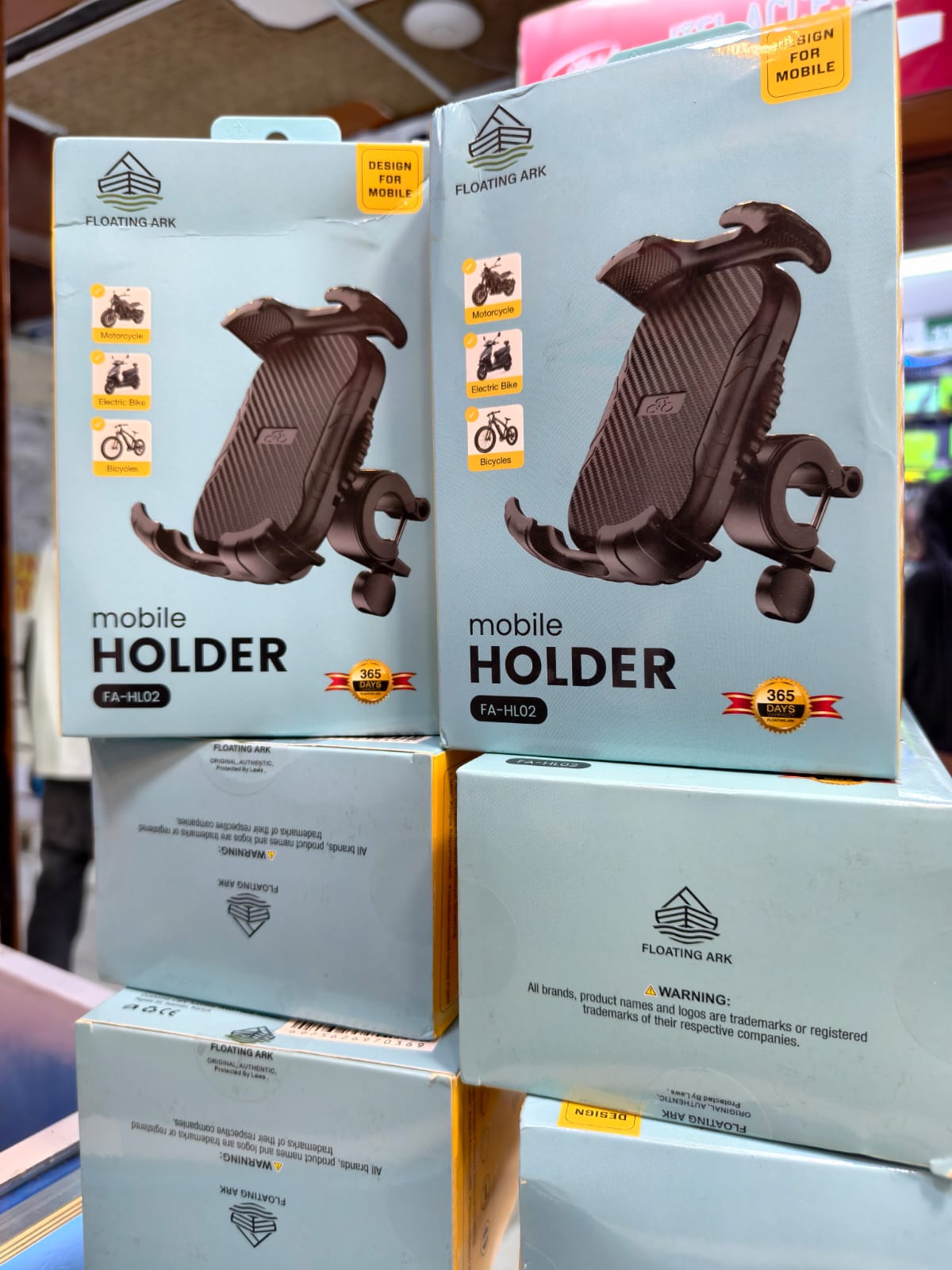 Floating Ark FA-HL02 Motorcycle Phone Holder – 360° Rotation, Anti-Slip & Secure Handlebar Mount