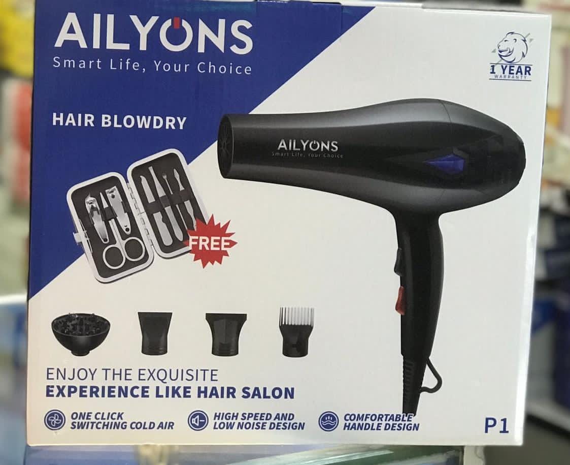 Ailyons P1 Hair Blow Dryer with 5 Free Accessories – Professional Fast-Dry & Styling Kit