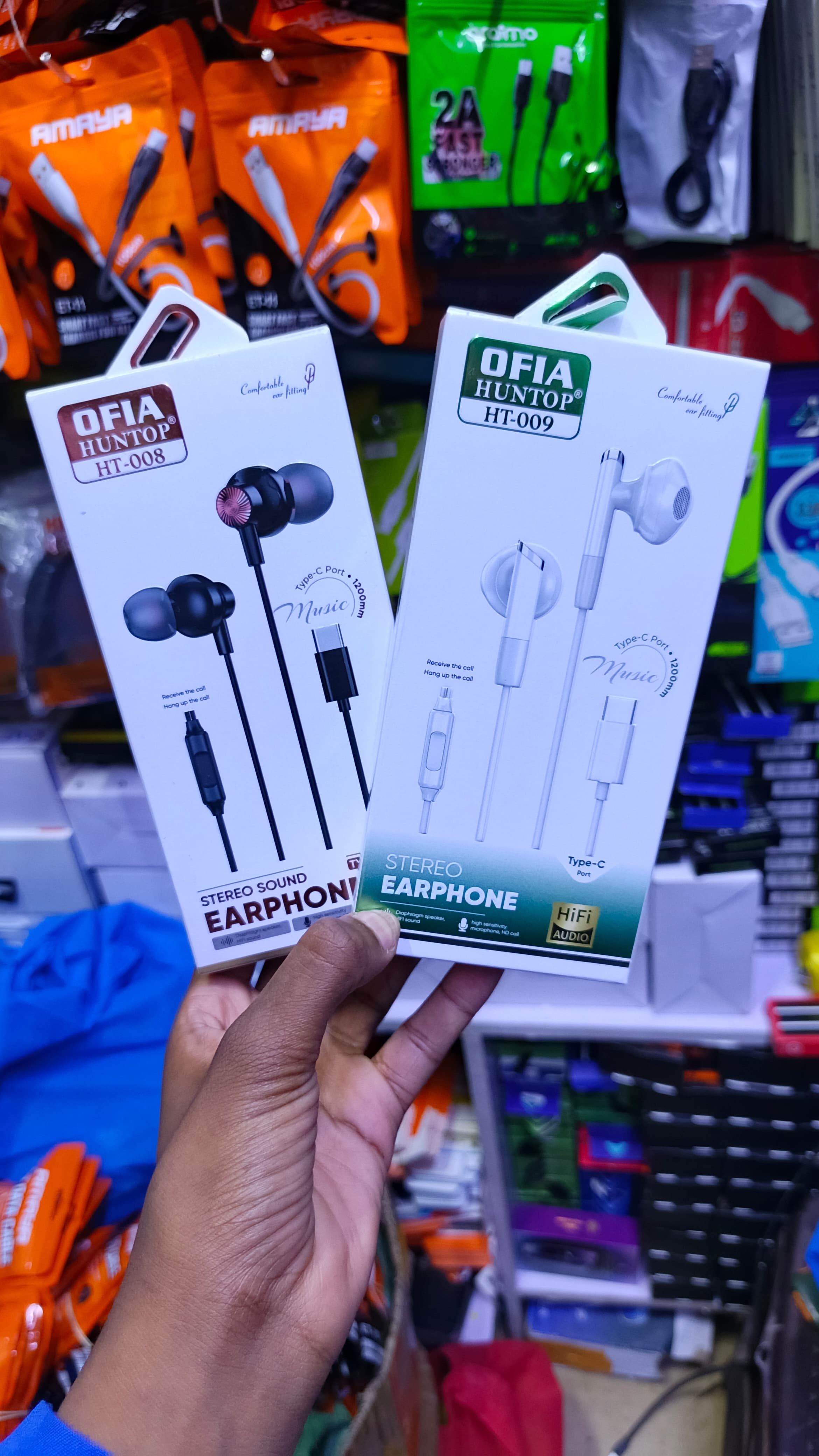 HUNTOP HT-008/009 TYPE-C EARPHONES WITH MIC – STEREO BASS, HD PREMIUM SOUND 🎧