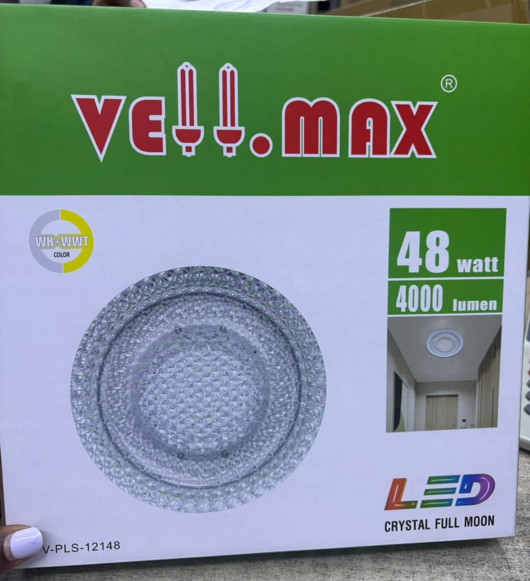 Velmax Crystal Full Moon LED Ceiling Light – Multicolor Modern Flush Mount Lamp for Living Room, Bedroom & Hallway