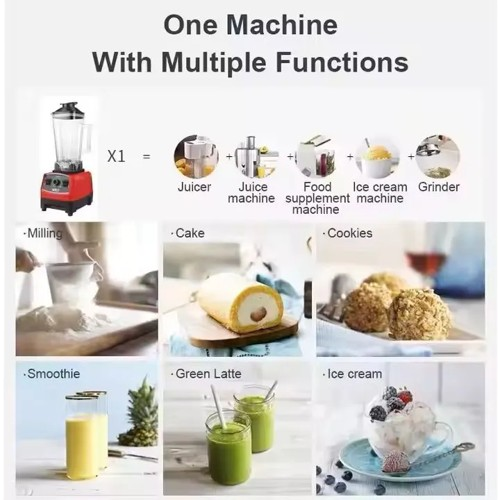 Heavy Duty Multifunction Electric Blender with Grinder and Tamper, Commercial Smoothie Maker, High Speed Food Processor for Ice Crushing, Fruits, Vegetables, Nuts, Home and Business Kitchen
