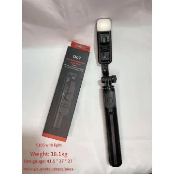 3-in-1 Portable Selfie Stick Tripod Stand with Adjustable Extendable Telescopic Rod Foldable Phone Holder for Android & iPhone Live Streaming Video Recording Vlogging Travel Use – Black