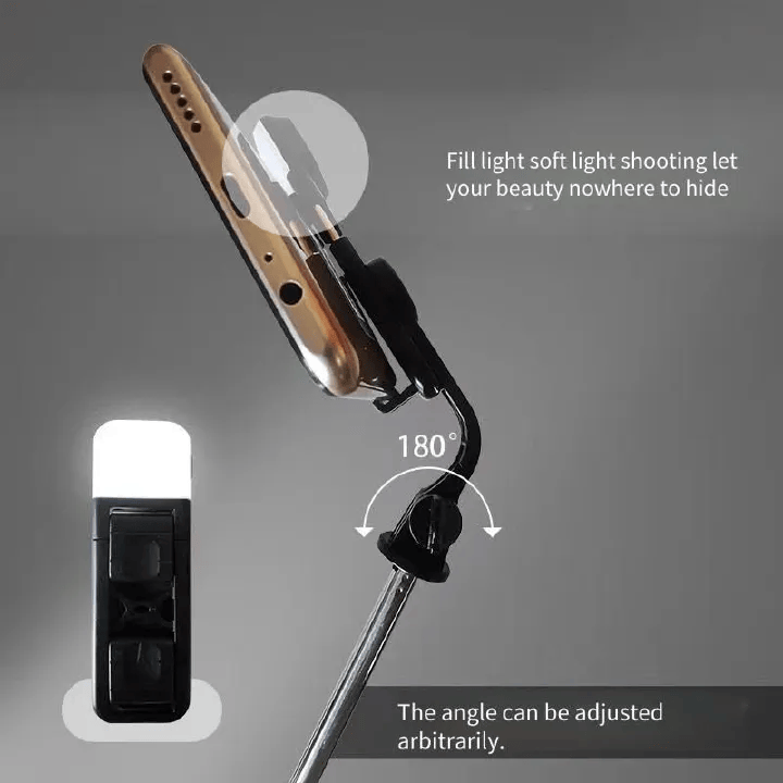 3-in-1 Portable Selfie Stick Tripod Stand with Adjustable Extendable Telescopic Rod Foldable Phone Holder for Android & iPhone Live Streaming Video Recording Vlogging Travel Use – Black