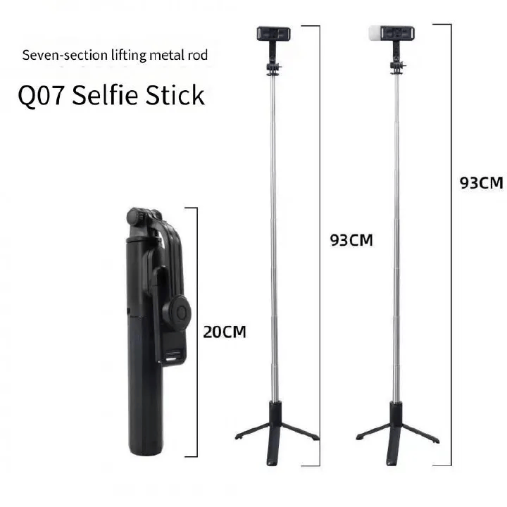 3-in-1 Portable Selfie Stick Tripod Stand with Adjustable Extendable Telescopic Rod Foldable Phone Holder for Android & iPhone Live Streaming Video Recording Vlogging Travel Use – Black